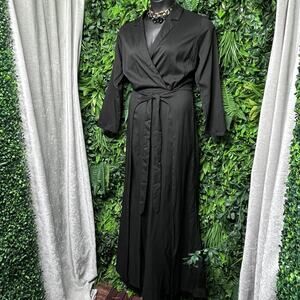 BLUE B Jumpsuit Women Large Black Pants Pleated Layered Tie Waist Romper 2575‎